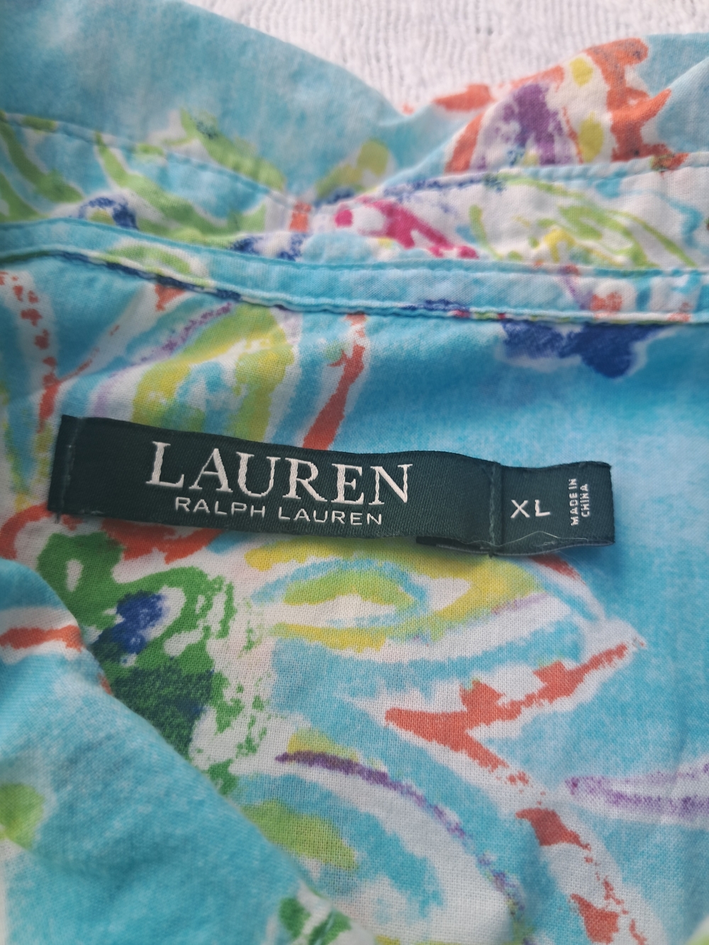 Ralph Lauren Turquoise Multicolor Floral Print Top - Picture 4 of 9